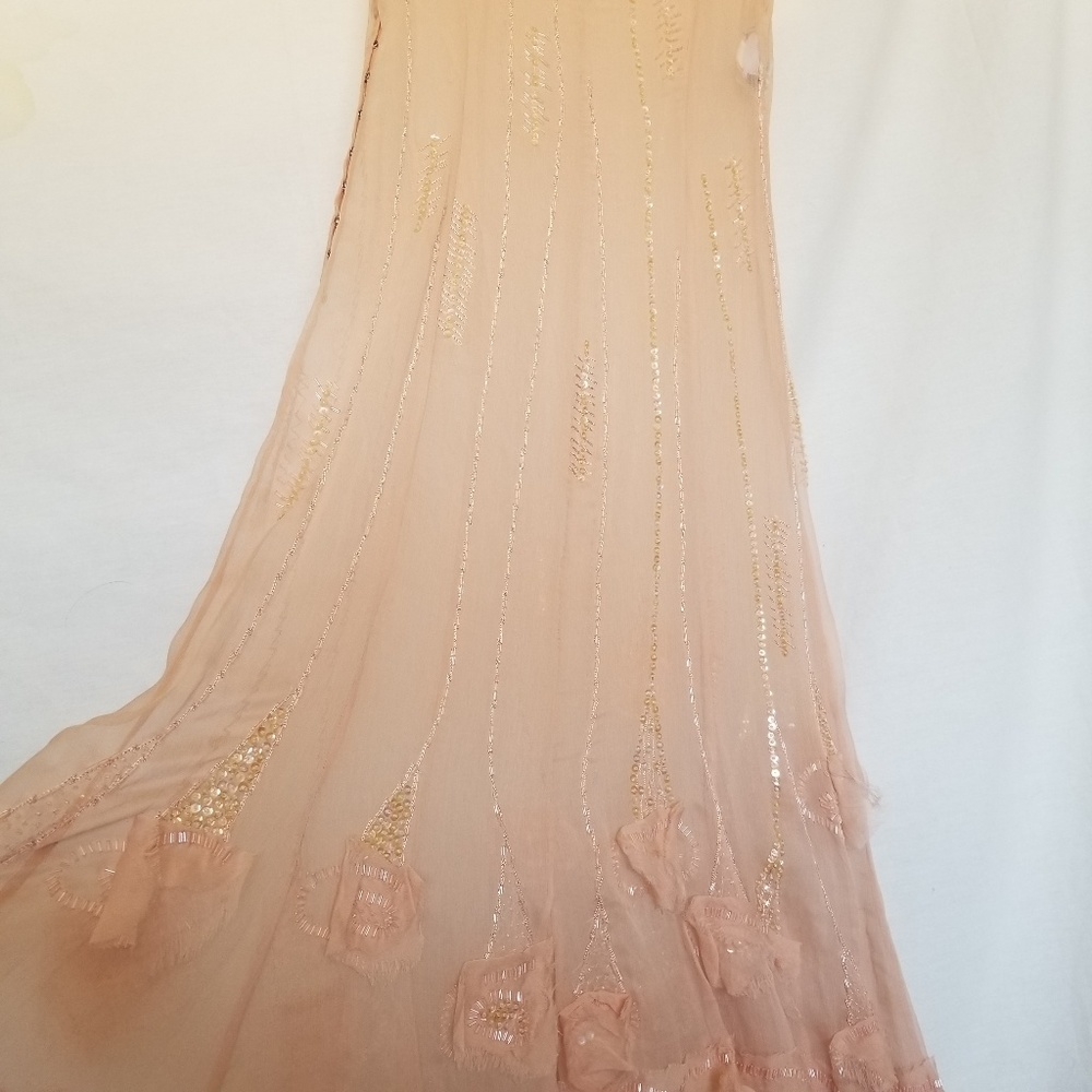 Alberta Ferretti Vintage silk beaded peach dress